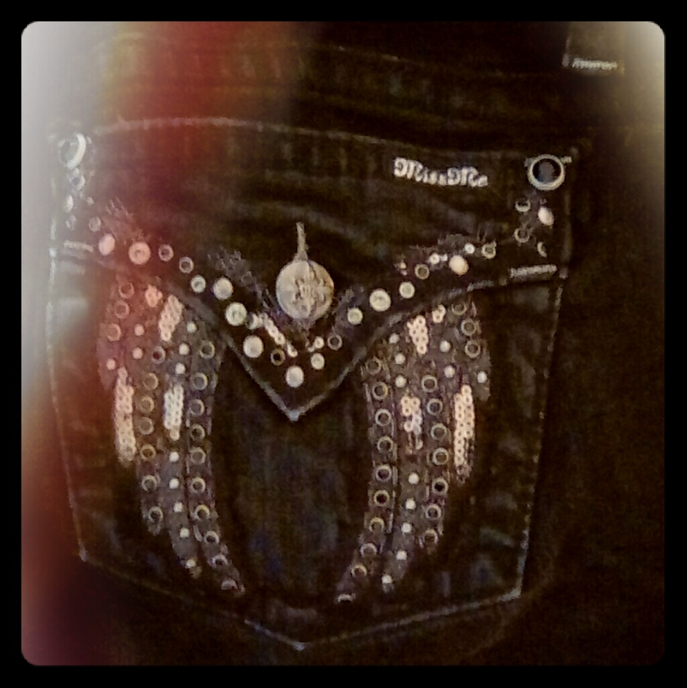 Women's Black Angel Wing Skinny Jeans